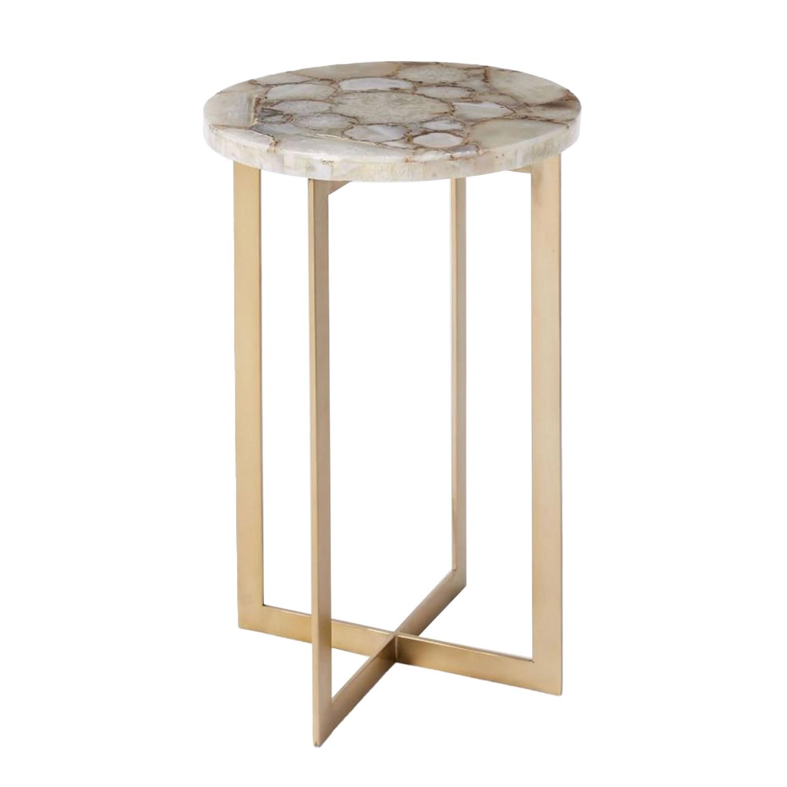 West Elm Agate Stone Top Side Table Antique Brass